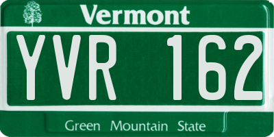 VT license plate YVR162