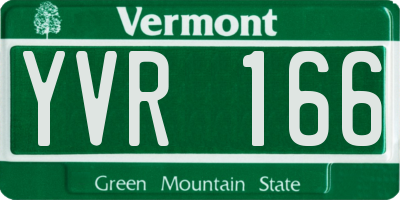 VT license plate YVR166