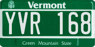 VT license plate YVR168