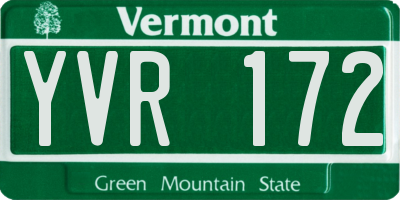 VT license plate YVR172