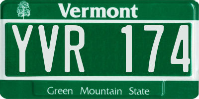 VT license plate YVR174
