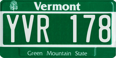 VT license plate YVR178