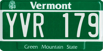 VT license plate YVR179