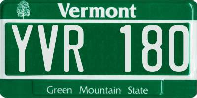 VT license plate YVR180