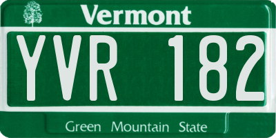 VT license plate YVR182