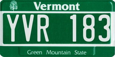 VT license plate YVR183