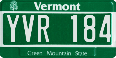 VT license plate YVR184