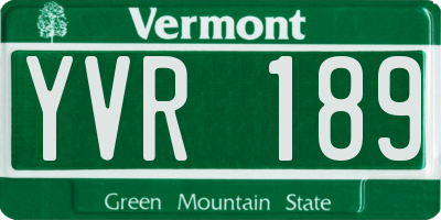 VT license plate YVR189