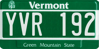 VT license plate YVR192