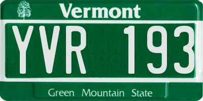 VT license plate YVR193