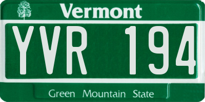 VT license plate YVR194