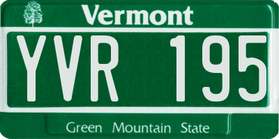 VT license plate YVR195