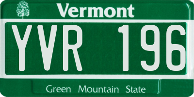VT license plate YVR196