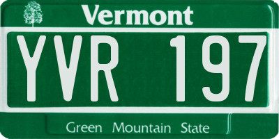 VT license plate YVR197
