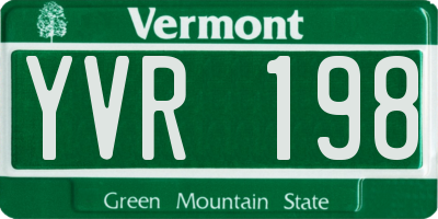 VT license plate YVR198