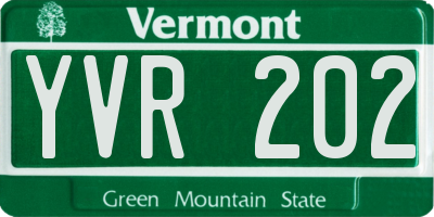 VT license plate YVR202