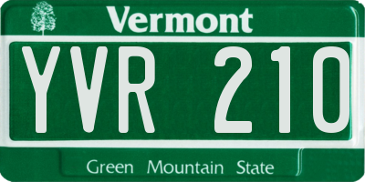 VT license plate YVR210
