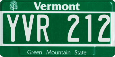 VT license plate YVR212