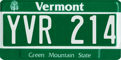 VT license plate YVR214