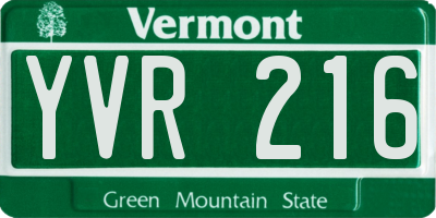 VT license plate YVR216