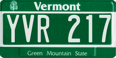 VT license plate YVR217