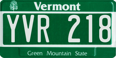 VT license plate YVR218