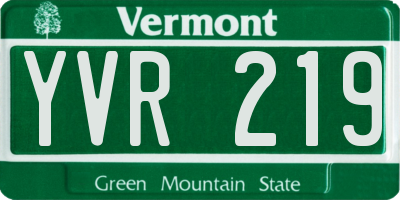 VT license plate YVR219