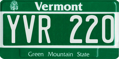 VT license plate YVR220