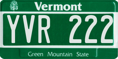 VT license plate YVR222