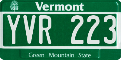 VT license plate YVR223