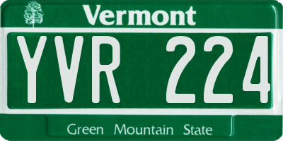VT license plate YVR224