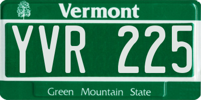 VT license plate YVR225