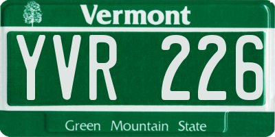 VT license plate YVR226
