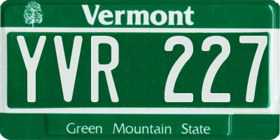 VT license plate YVR227