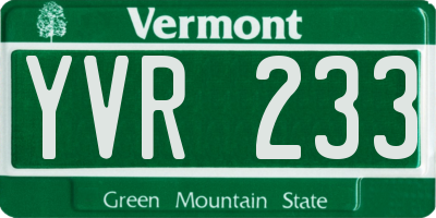 VT license plate YVR233