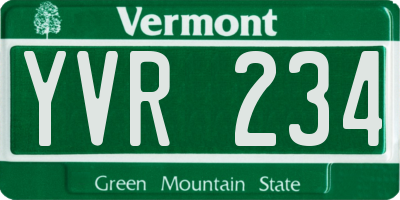 VT license plate YVR234