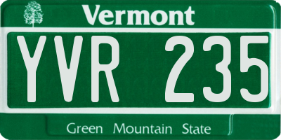 VT license plate YVR235