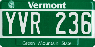 VT license plate YVR236