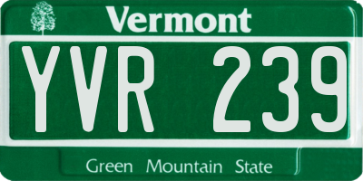 VT license plate YVR239