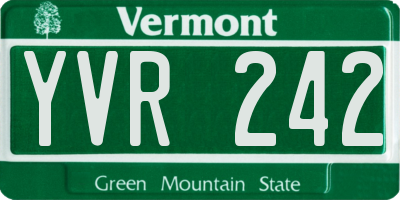 VT license plate YVR242