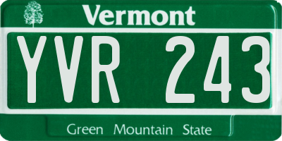 VT license plate YVR243