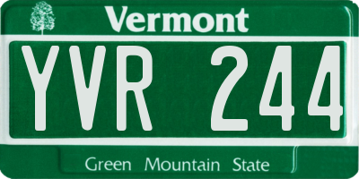 VT license plate YVR244