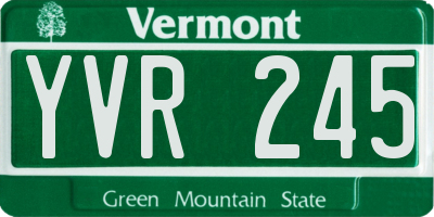 VT license plate YVR245