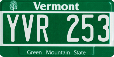 VT license plate YVR253