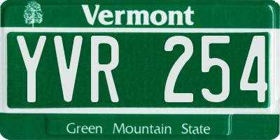 VT license plate YVR254