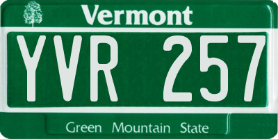 VT license plate YVR257