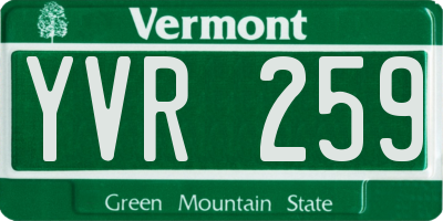 VT license plate YVR259
