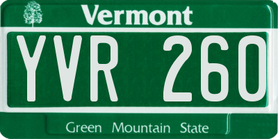 VT license plate YVR260