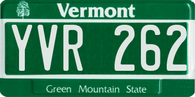 VT license plate YVR262