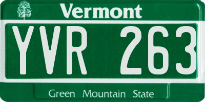 VT license plate YVR263